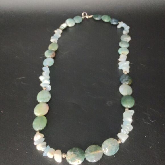 Aquamarine and Jadeite‎ necklace - Picture 5 of 7